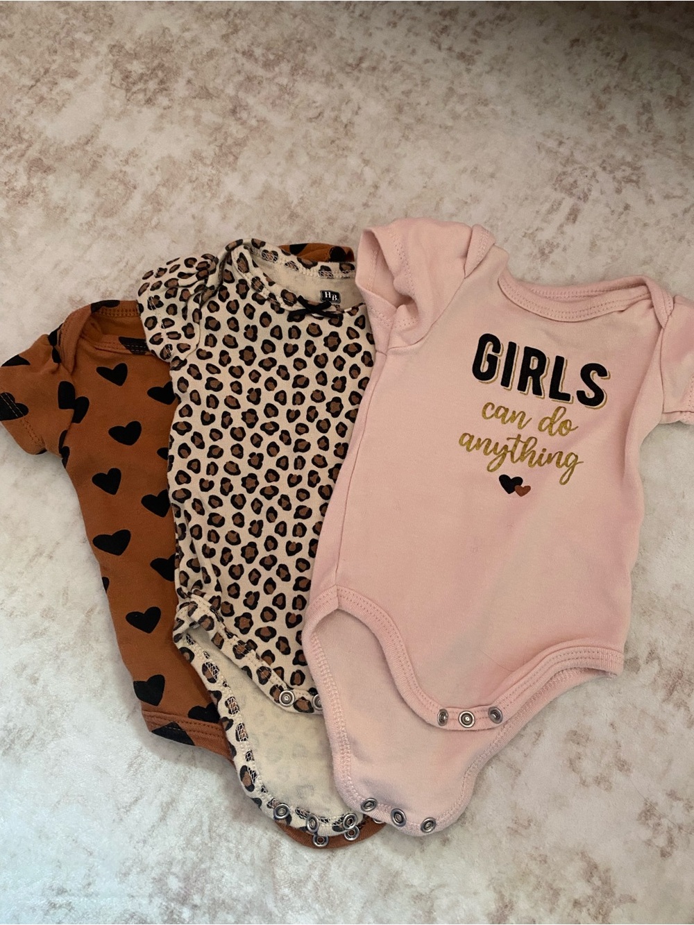 Hudson Baby Pink and Brown Girls Onesie 3-Pack